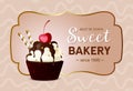 Flyer sweet pastries, homemade desserts, sweets. Suitable for posters, advertisements, labels, menus for cafes and restaurants